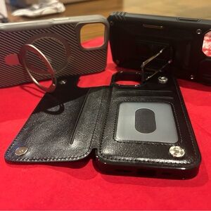 Premium Black Leather Phone Case with Card Holder